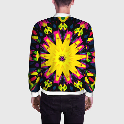 Мужской бомбер Звездный калейдоскоп / 3D-Белый – фото 4