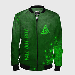 Бомбер мужской Fall Out Boy - green gradient вертикально, цвет: 3D-черный