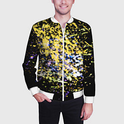 Бомбер мужской Желто синяя краска на черном, цвет: 3D-белый — фото 2
