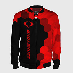 Мужской бомбер SsangYong - red gradient по-вертикали