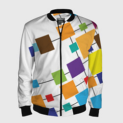 Бомбер мужской Разноцветные квадраты, цвет: 3D-черный