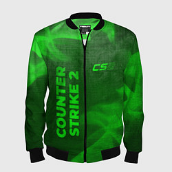 Бомбер мужской Counter Strike 2 - green gradient вертикально, цвет: 3D-черный
