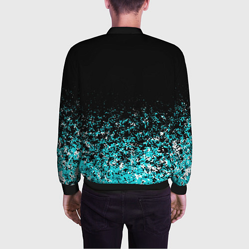 Мужской бомбер Sport чёрно-голубой пятнистый / 3D-Черный – фото 4