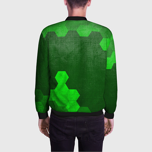 Мужской бомбер Honda - green gradient вертикально / 3D-Черный – фото 4