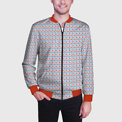 Бомбер мужской Красно-синие фигуры на белом фоне, цвет: 3D-красный — фото 2