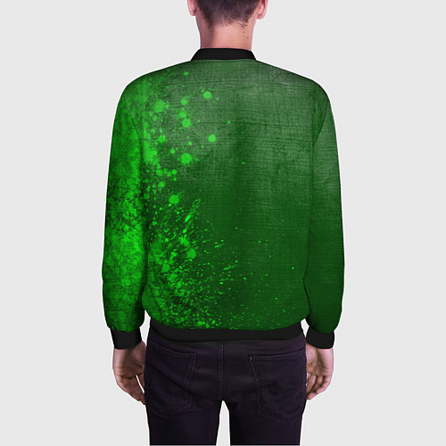 Мужской бомбер Daewoo - green gradient по-вертикали / 3D-Черный – фото 4