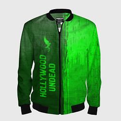 Бомбер мужской Hollywood Undead - green gradient по-вертикали, цвет: 3D-черный