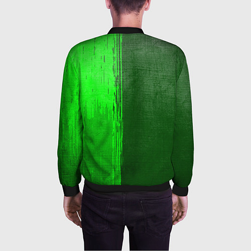 Мужской бомбер Hollywood Undead - green gradient по-вертикали / 3D-Черный – фото 4