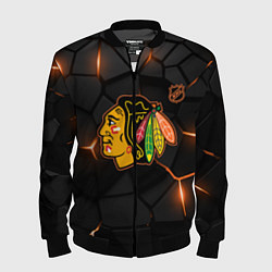 Бомбер мужской Чикаго Блэкхокс - плиты с подсветкой, цвет: 3D-черный