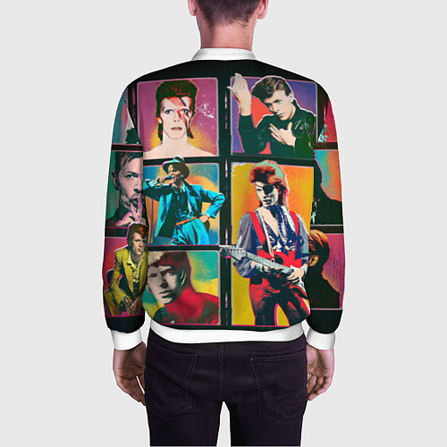 Мужской бомбер David Bowie vintage collage / 3D-Белый – фото 4