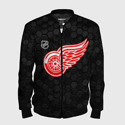 Бомбер мужской Детройт Ред Уингз - черные соты, цвет: 3D-черный