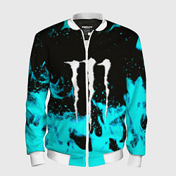 Мужской бомбер Monster energy голубой огонь