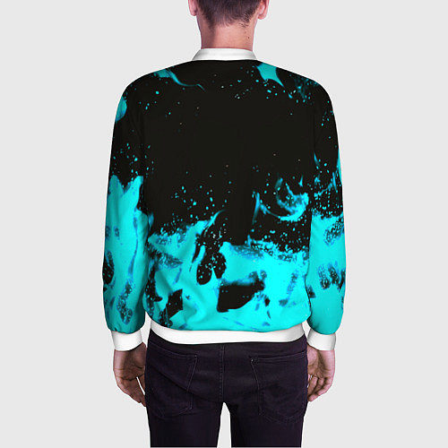 Мужской бомбер Monster energy голубой огонь / 3D-Белый – фото 4