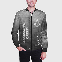 Бомбер мужской Assassins Creed - grey gradient вертикально, цвет: 3D-черный — фото 2