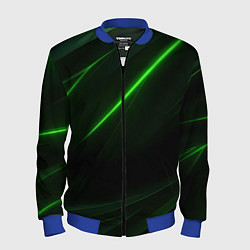 Мужской бомбер Зеленая текстура с неоновыми линиями