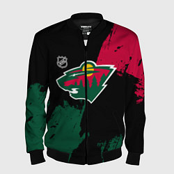 Бомбер мужской Миннесота Уайлд - брызги краски, цвет: 3D-черный