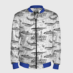 Бомбер мужской Корюшка и рыбалка в Питере паттерн, цвет: 3D-синий
