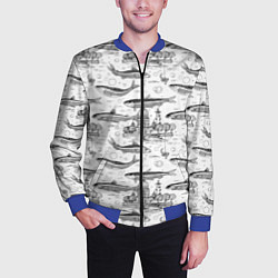 Бомбер мужской Корюшка и рыбалка в Питере паттерн, цвет: 3D-синий — фото 2