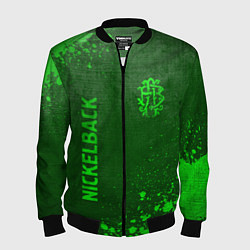 Бомбер мужской Nickelback - green gradient вертикально, цвет: 3D-черный