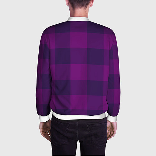 Мужской бомбер Баклажан ультрафиолет / 3D-Белый – фото 4