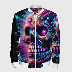 Мужской бомбер Neon cyber skull