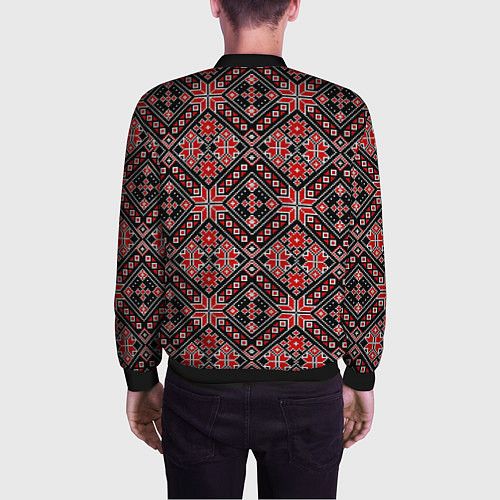 Мужской бомбер Традиционная вышивка - орнамент / 3D-Черный – фото 4