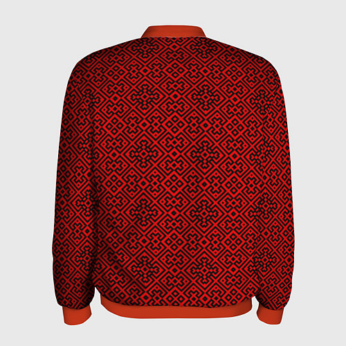 Мужской бомбер Традиционный орнамент славян / 3D-Красный – фото 2