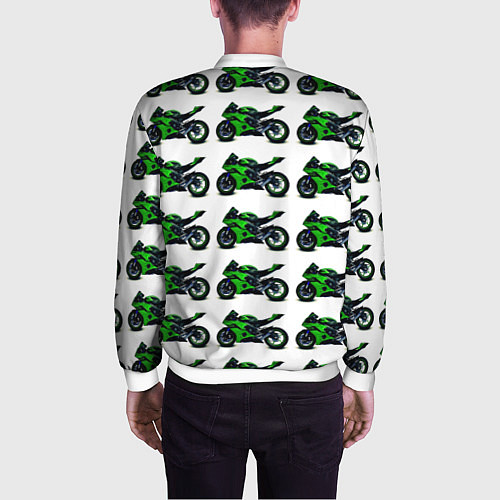 Мужской бомбер Motorbike green / 3D-Белый – фото 4