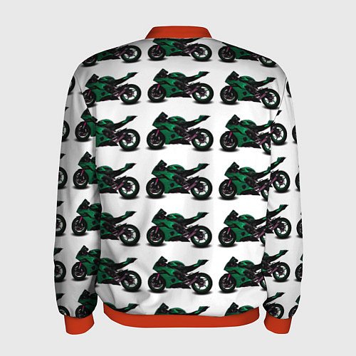 Мужской бомбер Motorbike dark green / 3D-Красный – фото 2