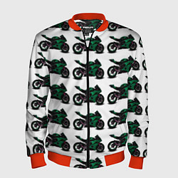 Бомбер мужской Motorbike dark green, цвет: 3D-красный