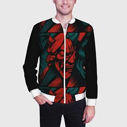 Бомбер мужской Демоны Oni - нейроарт, цвет: 3D-белый — фото 2