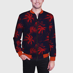 Бомбер мужской Palm black red, цвет: 3D-красный — фото 2