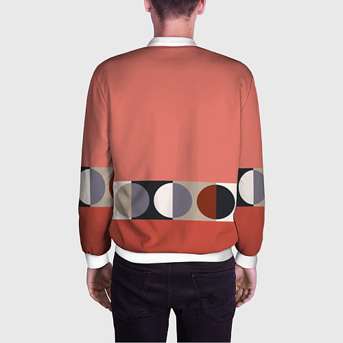 Мужской бомбер Луна Малевича розовый томат / 3D-Белый – фото 4