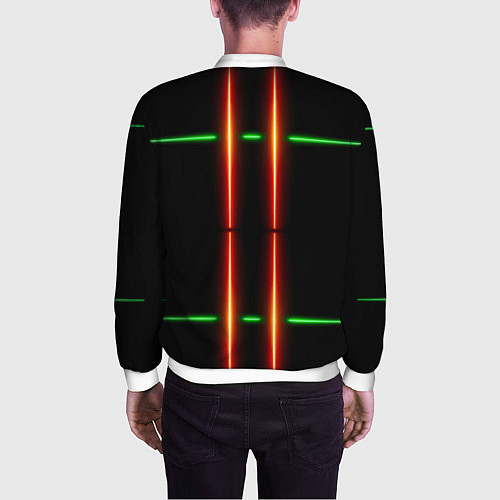 Мужской бомбер Neon green black red line / 3D-Белый – фото 4