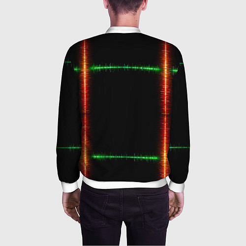 Мужской бомбер Color green orange lines / 3D-Белый – фото 4