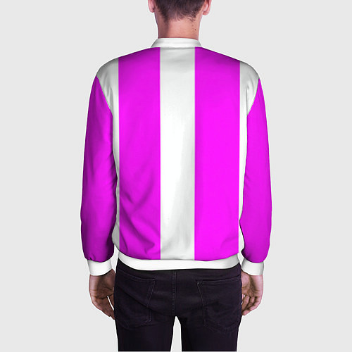 Мужской бомбер Color white pink line / 3D-Белый – фото 4