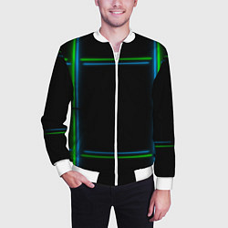 Бомбер мужской Neon green light blue, цвет: 3D-белый — фото 2