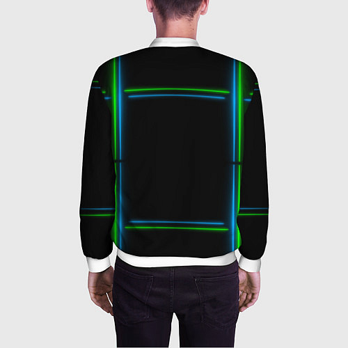 Мужской бомбер Neon green light blue / 3D-Белый – фото 4