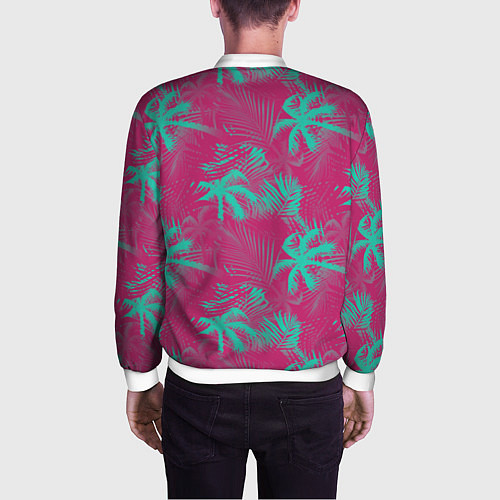 Мужской бомбер Palm pink light blue / 3D-Белый – фото 4