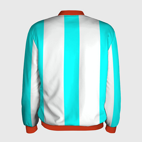 Мужской бомбер Color light blue white lines / 3D-Красный – фото 2