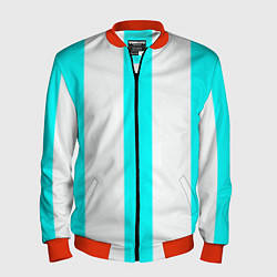 Бомбер мужской Color light blue white lines, цвет: 3D-красный