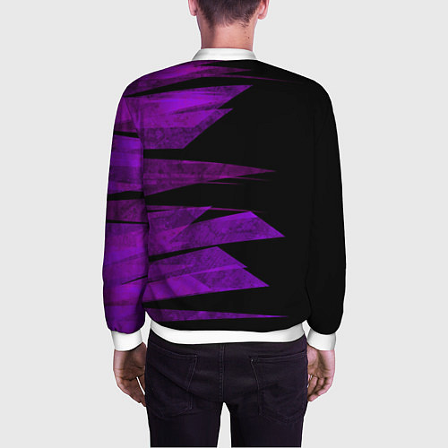 Мужской бомбер Color purple black stripes / 3D-Белый – фото 4