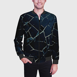 Бомбер мужской Тёмный чёрно-синий битые плиты, цвет: 3D-черный — фото 2
