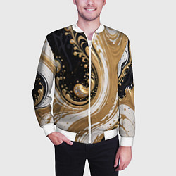 Бомбер мужской Черный агат и жидкое золото, цвет: 3D-белый — фото 2