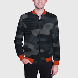 Бомбер мужской Текстура - камуфляжная синяя ткань, цвет: 3D-красный — фото 2