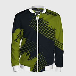 Бомбер мужской Абстрактная текстура в зеленом, цвет: 3D-белый