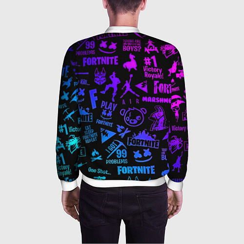 Мужской бомбер Fortnite x doom neon logo / 3D-Белый – фото 4