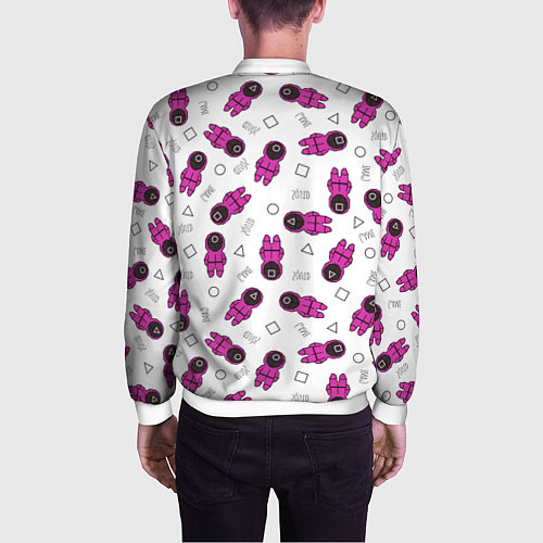 Мужской бомбер Персонажи корейского сериала игра в кальмара / 3D-Белый – фото 4