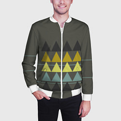 Бомбер мужской Абстрактный лес, геометрический с однотоном, цвет: 3D-белый — фото 2