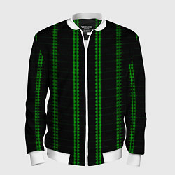 Бомбер мужской Color black cage green stripes, цвет: 3D-белый
